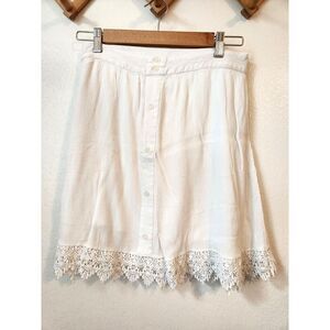 Maurice's white crinkle crochet knee length skirt boho sweet feminine S